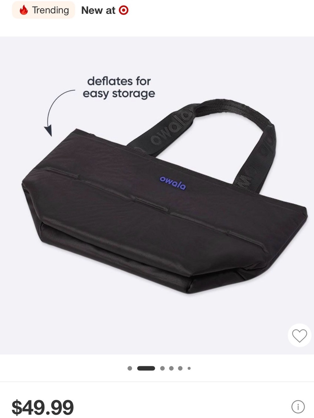 Owala Black Tote Bag with Logo-Embroidered Strap